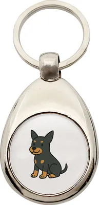 Produktbild von Huuraa Schlüsselanhänger Zwergpinscher Comic Zwergi Metall Schlüsselring Einkaufswagenchip Geschenkidee