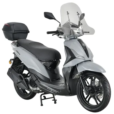Produktbild von Motorroller Libero 125 ccm 90 km/h 16-Zoll grau-schwarz inkl. Topcase und Windschild