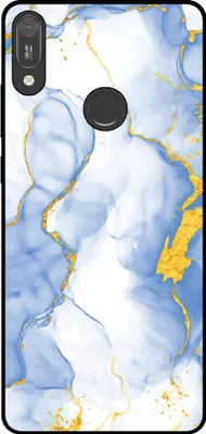 Obrázok produktu pre Smartphonica Phone Case Fit for Huawei Y6 (2019) with Light Blue Gold Marble Print - TPU Backcover Case Lightblue Gold Marble Design