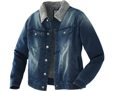 Produktbild von Terrax Workwear Herren Jeansjacke mit Sherpafleece-Futter - Arbeitsjacke mit Knopfleiste in Jeans Größe M