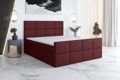 Produktbild von Boxspringbett CAPRIO 120X200 mit 2 Bettkästen, Bonell-Matratze und Topper. Farbe: Rot