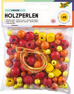 Produktbild von Folia 22971, Perlenset für Kinder, Holz, Orange, Rot, Gelb