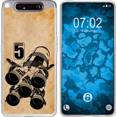 Produktbild von PhoneNatic Case kompatibel mit Samsung Galaxy A80 Silikon-Hülle Space Moon Rocket M3