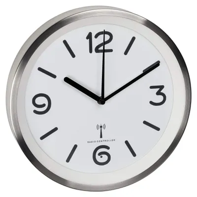 Produktbild von TFA 60.3535 Analoge Funk-Wanduhr mit Nachtbeleuchtung (Silber mit Batterien)