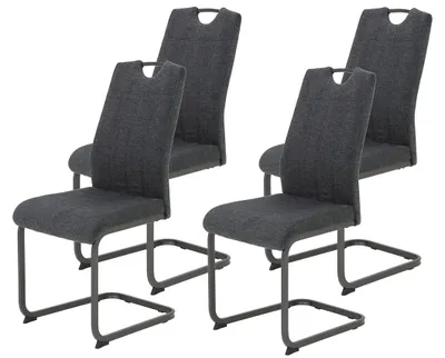 Esszimmerstuhl-Set (4er) Schaukelstuhl, Mikrofaser, Anthrazit, Metallrahmen