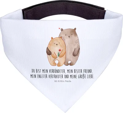 Produktbild von Mr. & Mrs. Panda Tuch Bären Liebe - Weiß - Geschenk, Halstuch Hund, Verliebt, Hochzeitstag, Freundin, Kuscheln, Bär, Verknallt, Hundehalstuch, Hunde-Halstuch, Hunde