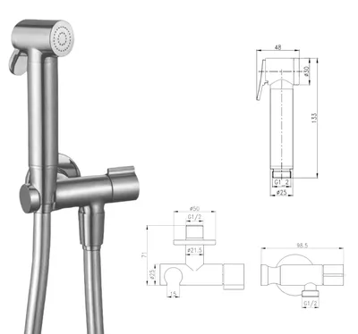 Produktbild von WC-Handbrause-Set rund Messing verchromt