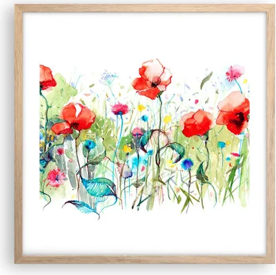 Produktbild von Gerahmtes Poster - Rahmen in heller Eiche - Blumen Wiese Blatt Natur - 50x50 cm - Wand Bild - Wanddeko - Wandbilder - Wandposter - Bilderrahmen - Bilder - Kunstdruck - Wandbild - P2NAC50x50-3076