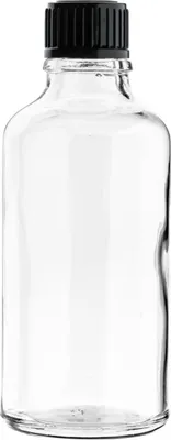 Produktbild von Farblose Glasflasche 30 ml mit schwarzer Kappe, Gewinde 18/415