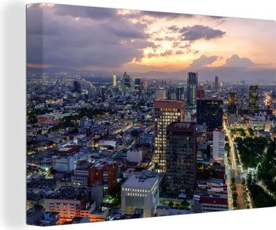 Produktbild von OneMillionCanvasses® - Leinwandbilder - 150x100 cm, Skyline von Mexiko-Stadt, Wandbilder Kunstdruck Wanddekoration