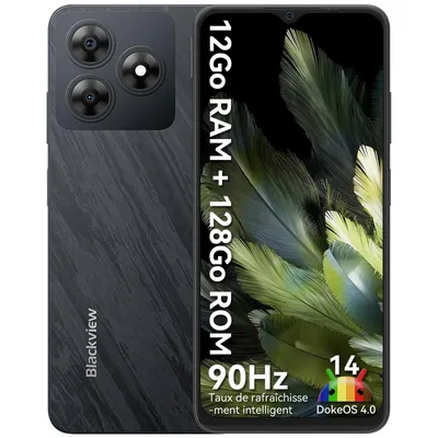 Image de Téléphone portable Blackview Wave 9C, 6,56 pouces, 12+128 Go, Android 15, 5 000 mAh, double SIM, 1080p FHD, IP54, 13 MP + 8 MP, lecteur d'empreintes digitales/GPS/OTG/étui avec anneau
