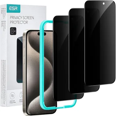 Produktbild von Displayschutz Sichtschutz für iPhone 15 Pro, gehärtetes Glas, 3 Stück