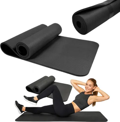 Zdjęcie produktu dla Mata do ćwiczeń joga fitness trening gruba siłownia CZARNA