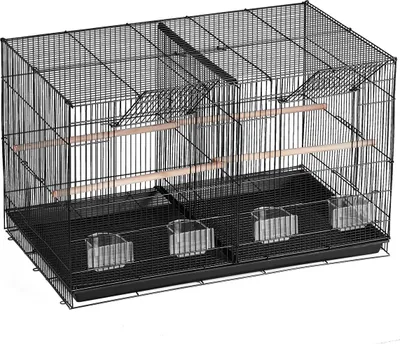 Produktbild von Vogelkäfig mit Trennwand 18 in kleinem Metallkäfig für Sittiche, schwarz