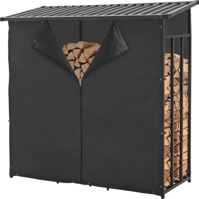 Immagine prodotto di Porta legna da ardere 'Yakutat' Porta legna da ardere in acciaio Nero 185x180x70 cm
