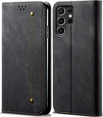Produktbild von Galaxy S22 Ultra 5G Hülle, Leder Brieftasche Flip Bookstyle Schutzhülle mit Standfunktion für Samsung Galaxy S22 Ultra 5G Schwarz