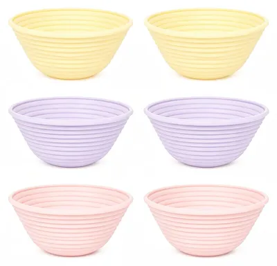6er-Set runde Gärkörbchen aus Silikon, 13 x 5,8 cm