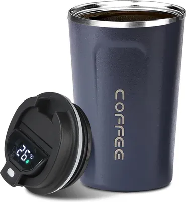 Produktbild von 380 ml Edelstahl Thermobecher mit Temperaturanzeige