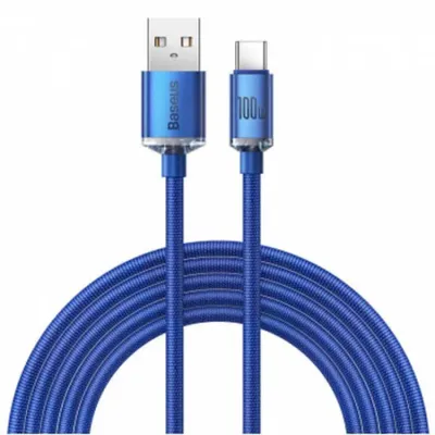 Zdjęcie produktu dla USB-A to USB-C Cable Baseus Crystal Shine Series, 100W, 5A, 2m, Blue CAJY000503