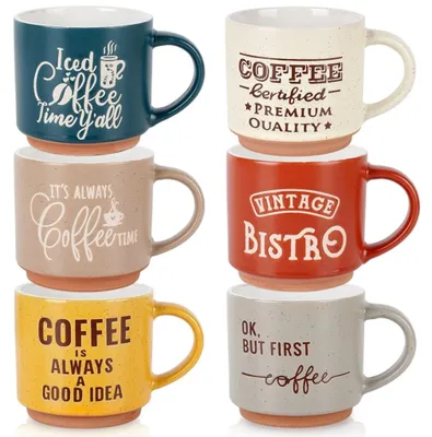 Immagine prodotto di Set di tazze da caffè in Vetroceramica, 230 ml, 6 colori assortiti