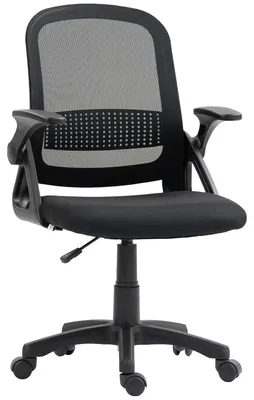 Immagine prodotto di Sedia da ufficio - Sedia girevole ergonomica - Braccioli pieghevoli - Regolabile in altezza - Con rotelle - Imbottita - Colore: nero