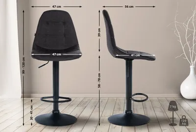 Zdjęcie produktu dla Stołek barowy Elmore tkanina B czarny