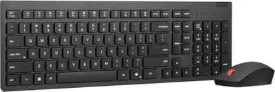 Produktbild von Lenovo 4X31R64484, Volle Größe (100%), Kabellos, RF Wireless, Scherenschalter, Schwarz, Maus enthalten