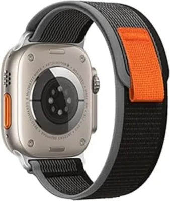 Image de Bracelet Pour Apple Watch 1/2/3/4/5/6/7/8/9/10/Se 42/44/45 En Nylon Noir