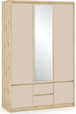 Obrázek produktu pro nabbi Třídveřová šatní skříň se zrcadlem Daicos W-3D2DRWS - dub artisan / champagne