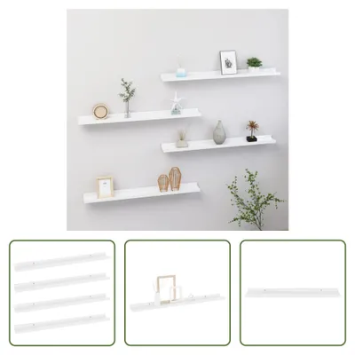 Produktbild von The Living Store Wandregale 4 Stk. Hochglanz-Weiß 80x9x3 cm