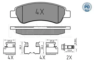 Produktbild von MEYLE 025 244 6519/PD Bremsbeläge Hinten für FIAT Ducato Kastenwagen (250, 290) Ducato Pritsche / Fahrgestell (250, 290) Ducato Bus (250, 290)