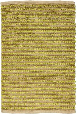 Produktbild von Teppich aus Jute und Baumwolle in Beige und Anisgrün 60x90 cm