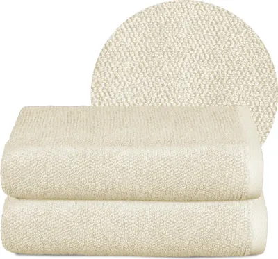 Immagine prodotto di BEAUTEX Set di asciugamani premium in cotone, 100% cotone, 550 g/m², color crema. Set composto da: 2 asciugamani - 50x100 cm