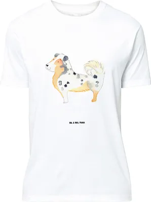 Produktbild von Mr. & Mrs. Panda T-Shirt Hund Australien Shepherd - Weiß - Geschenk, Sprüche, Tshirt, Spruch, Oversize, Shirt, in XXL, mit