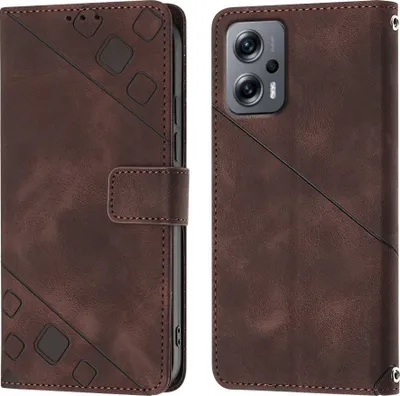 Produktbild von Hülle für Xiaomi Poco X4 GT Prägung Flip Leder Brieftasche Schutzhülle mit Ständer Braun