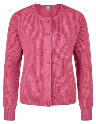 Produktbild von RABE Klassische Perlfang-Strickjacke Pink Größe 52 mit durchgehender Knopfleiste