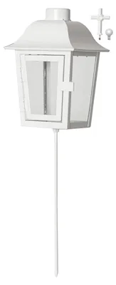 Produktbild von Grablaterne ,Serene', Metall und Glas, weiß, ohne Kerze, H 45cm