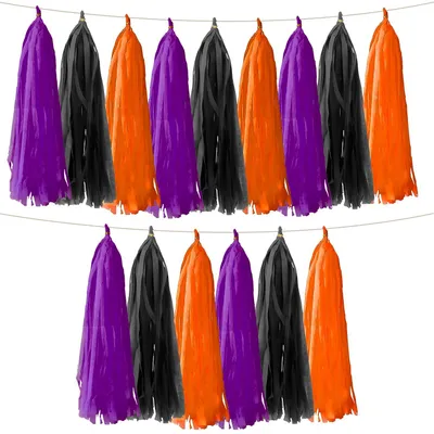 Papiergirlande mit Quasten, Halloween-Deko, 15 Stück, 35 cm