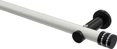 Produktbild von Interdeco Gardinenstange / Vorhangstange Weiß / Schwarz, Typ Platon Estana (Glitzerkappe) ohne Ringe, 20 mm Ø 1-läufig, 100 cm