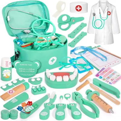 Productafbeelding van Doktersset voor kinderen, medische set met koffer, blauw, speelgoed