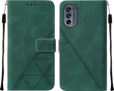Produktbild von Moto G62 5G Hülle, Schlank Prägung Flip Leder Kartenfächer Schutzhülle mit Ständer für Motorola Moto G62 5G Grün
