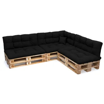 Immagine prodotto di POKAR Cuscini per pallet con bella trapuntatura Cuscino per divano in pallet, Dimensioni: Set di 8, Colore: Nero - Impermeabile