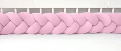 Produktbild von Bettschlange geflochten Velours 400 cm – Rosa | Bettumrandung Babybett Nestchen | Letino