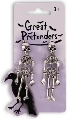Produktbild von Skelett-Ohrringe in Silber – Gruseliges Accessoire für Halloween
