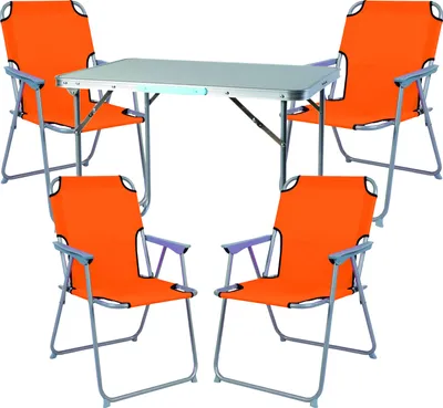 Produktbild von 5-teiliges Campingmöbel Set Alu L70xB50xH59cm orange