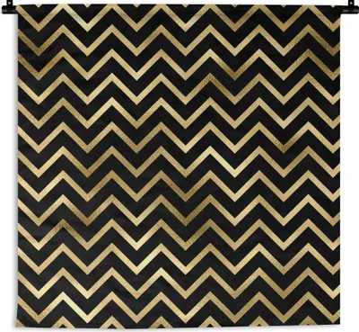 Produktbild von MuchoWow® Wandteppich Wandbehang Muster - Linie - Gold 150x150 cm Tapisserie Dekoration Wandtuch - Wohnaccessoires - Modernes