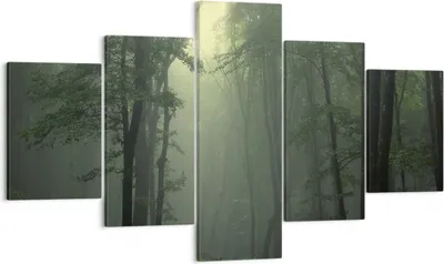 Produktbild von Bild auf Leinwand - Leinwandbild - Wald Nebel Baum - 125x70cm - Wand Bild - Wanddeko - Wandbilder - Leinwanddruck - Bilder - Kunstdruck - Wanddekoration - Leinwand bilder - Wandkunst - EA125x70-3543
