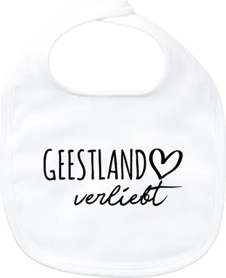 Produktbild von Huuraa Baby Lätzchen Geestland verliebt White Klettverschluss  Baumwolle Latz Geschenkidee