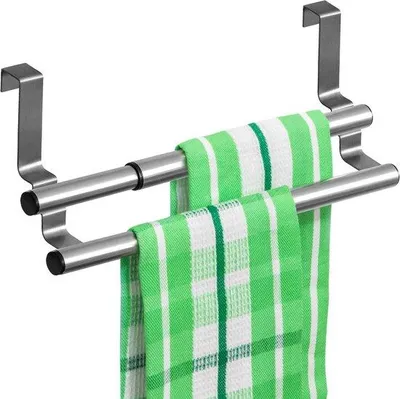 Produktbild von Doppeltes RVS Küchenhandtuchhalter - Ausziehbar - Stahlhandtuchhalter mit Vorratsfach