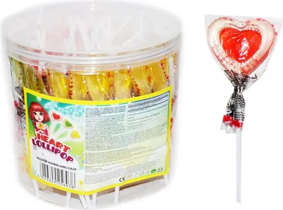 Zdjęcie produktu dla lizaki serce 15g HEART LOLLIPOP   50 szt.